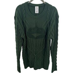 Disney Pixar Toy Story Alien Cable Knit Sweater Green Womens Size L